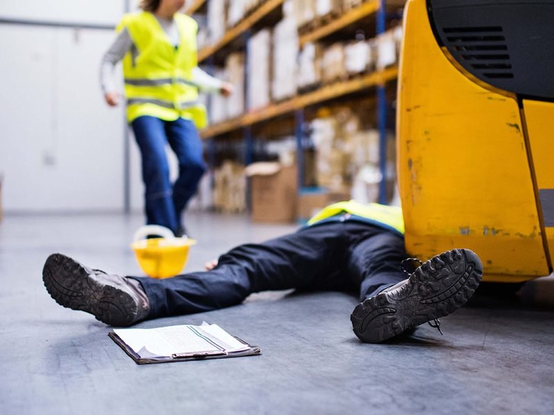 Worker being assessed after an on-the-job injury